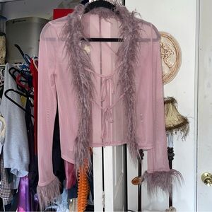 Vintage y2k mesh sweater with fur detail